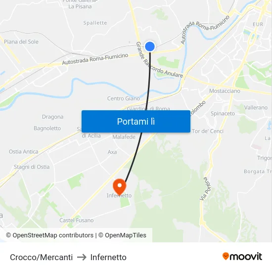 Crocco/Mercanti to Infernetto map