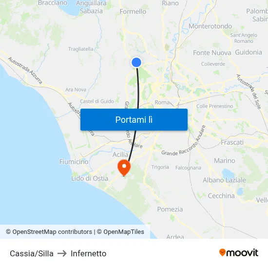 Cassia/Silla to Infernetto map