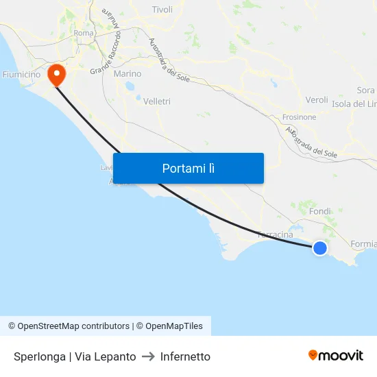 Sperlonga | Via Lepanto to Infernetto map