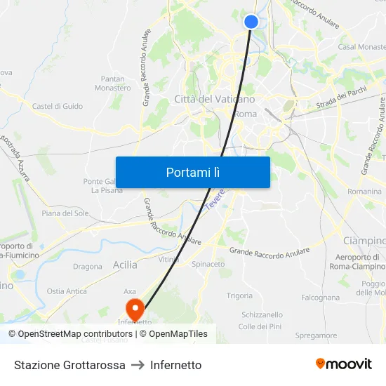 Stazione Grottarossa to Infernetto map