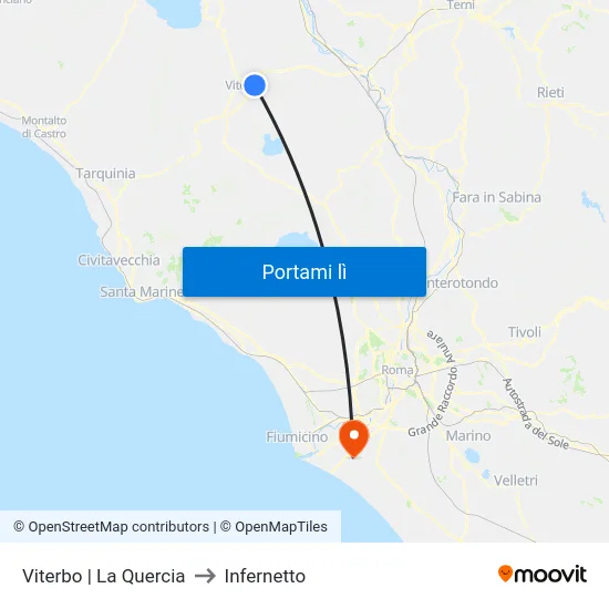 Viterbo | La Quercia to Infernetto map