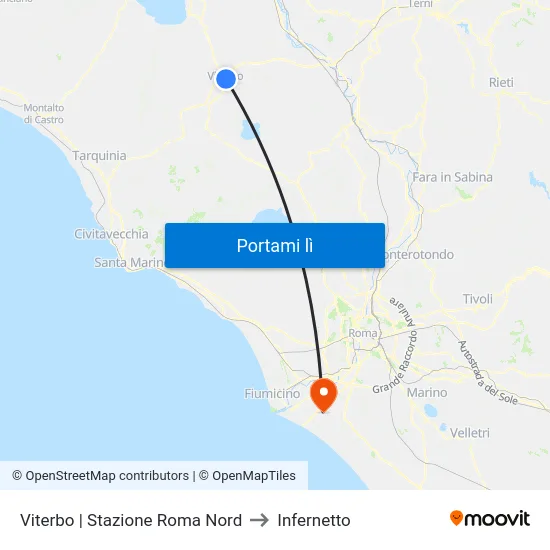 Viterbo | Stazione Roma Nord to Infernetto map