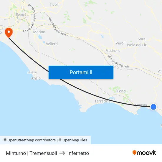 Minturno | Tremensuoli to Infernetto map