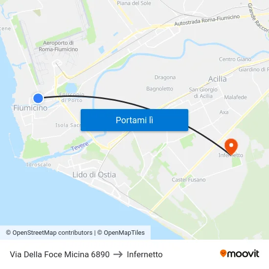 Via Della Foce Micina 6890 to Infernetto map