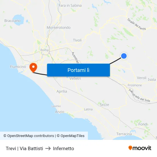 Trevi | Via Battisti to Infernetto map
