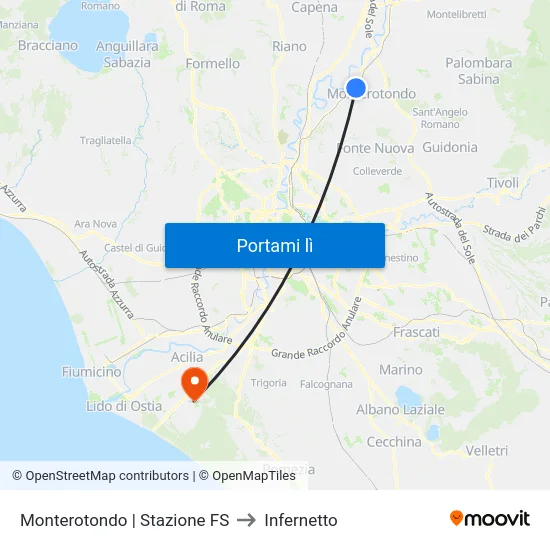 Monterotondo | Stazione FS to Infernetto map
