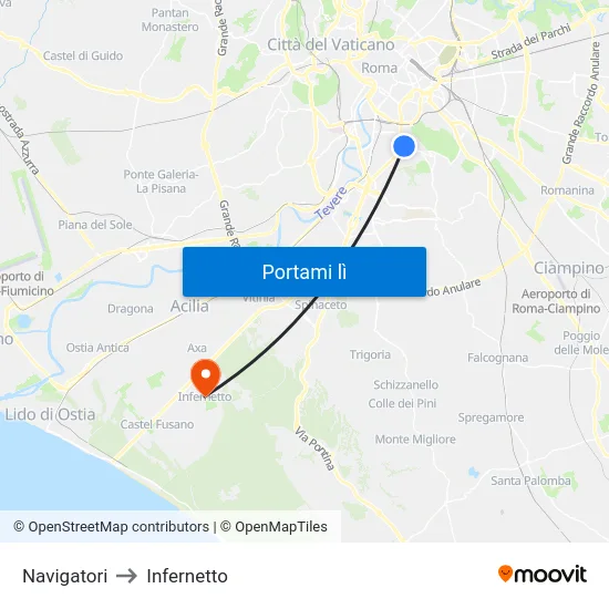 Navigatori to Infernetto map