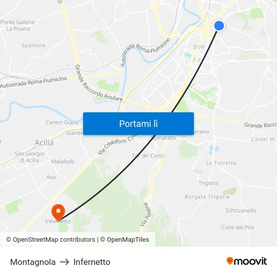 Montagnola to Infernetto map