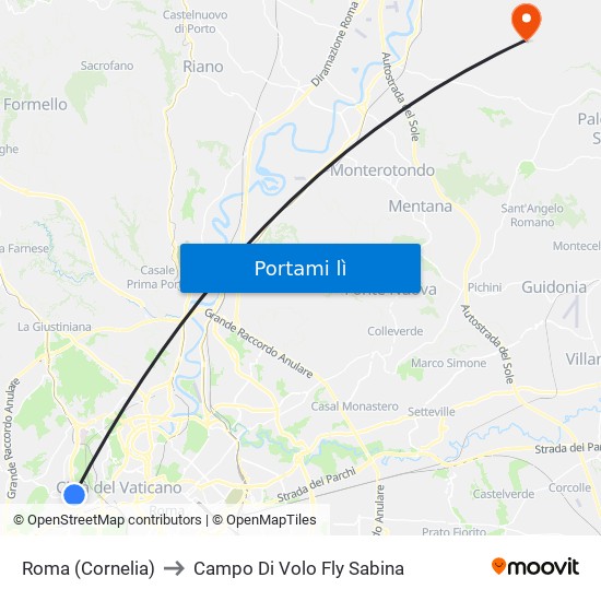 Roma (Cornelia) to Campo Di Volo Fly Sabina map