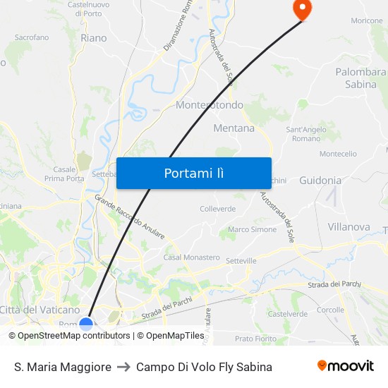 S. Maria Maggiore to Campo Di Volo Fly Sabina map