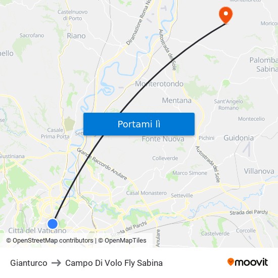 Gianturco to Campo Di Volo Fly Sabina map