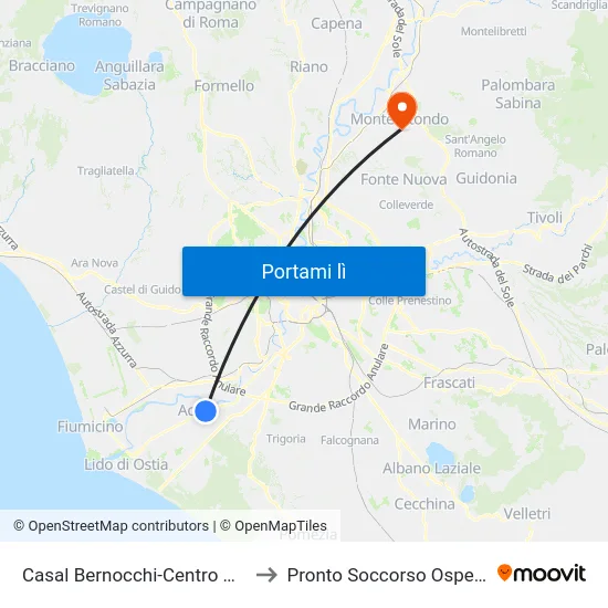 Casal Bernocchi-Centro Giano to Pronto Soccorso Ospedale map