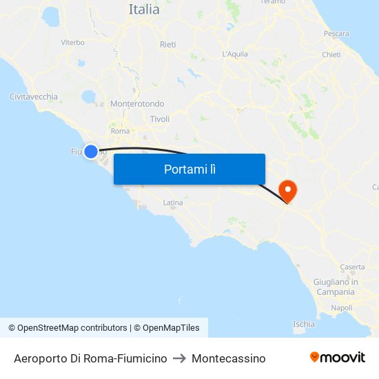 Aeroporto Di Roma-Fiumicino to Montecassino map