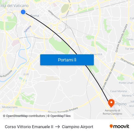 Corso Vittorio Emanuele II to Ciampino Airport map