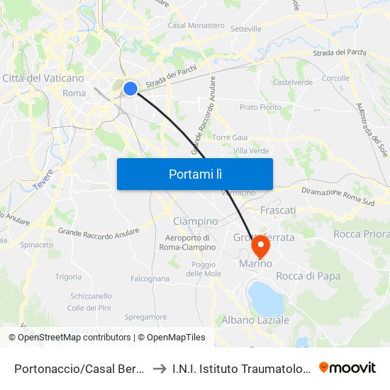 Portonaccio/Casal Bertone to I.N.I. Istituto Traumatologico map