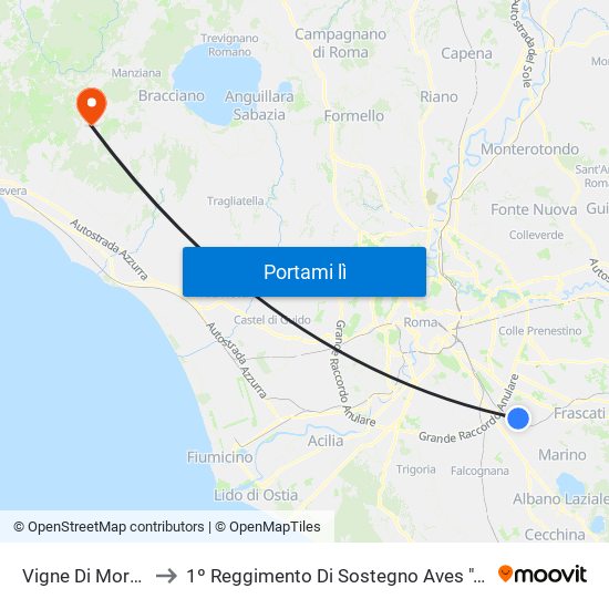 Vigne Di Morena to 1º Reggimento Di Sostegno Aves ""Idra"" map