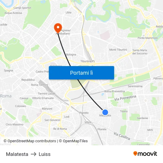 Malatesta to Luiss map