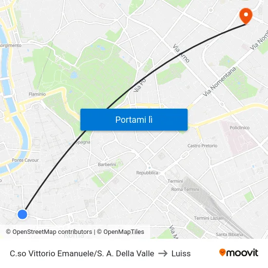 C.so Vittorio Emanuele/S. A. Della Valle to Luiss map