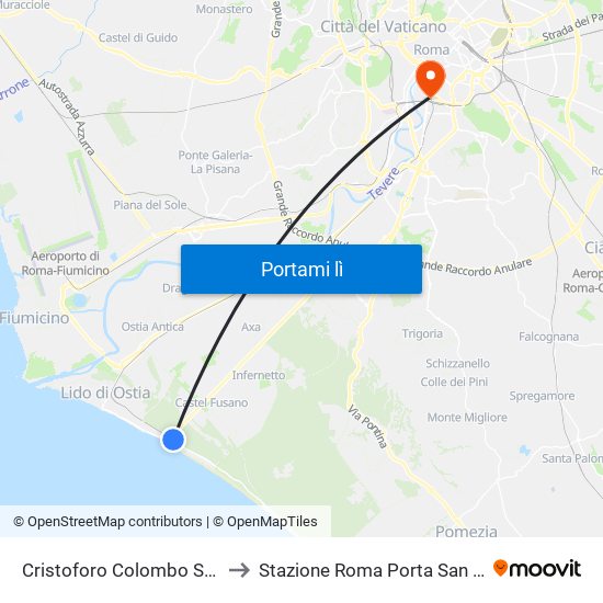 Cristoforo Colombo Station to Stazione Roma Porta San Paolo map