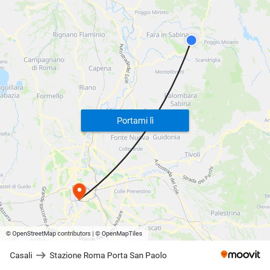 Casali to Stazione Roma Porta San Paolo map