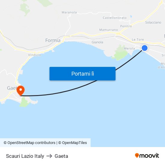 Scauri Lazio Italy to Gaeta map