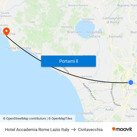 Hotel Accademia Rome Lazio Italy to Civitavecchia map