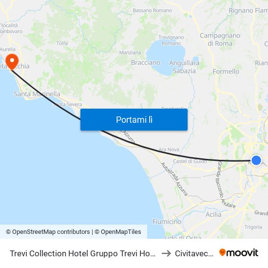 Trevi Collection Hotel Gruppo Trevi Hotels Rome to Civitavecchia map