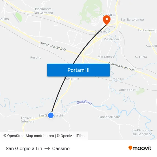 San Giorgio a Liri to Cassino map