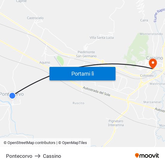Pontecorvo to Cassino map