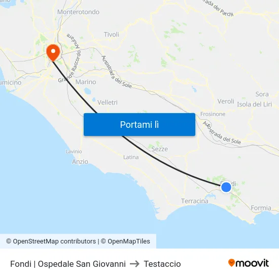 Fondi | Ospedale San Giovanni to Testaccio map