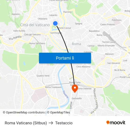 Roma Vaticano (Sitbus) to Testaccio map