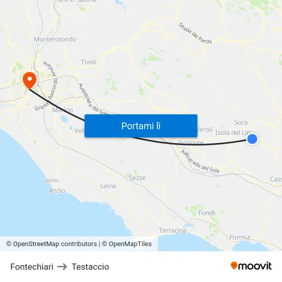 Fontechiari to Testaccio map