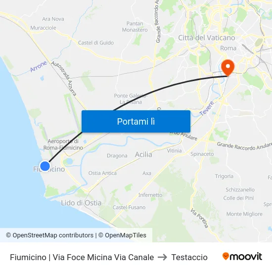 Fiumicino | Via Foce Micina Via Canale to Testaccio map