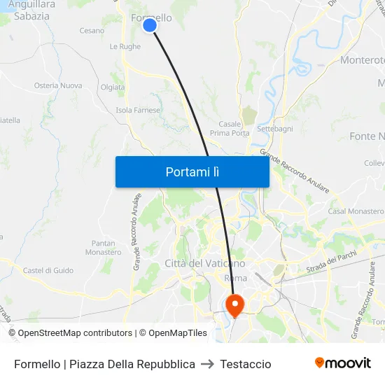 Formello | Piazza Della Repubblica to Testaccio map