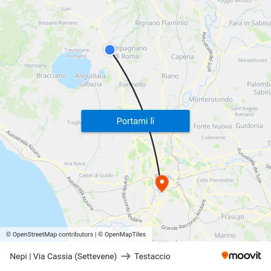Nepi | Via Cassia (Settevene) to Testaccio map