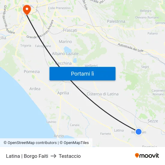 Latina | Borgo Faiti to Testaccio map