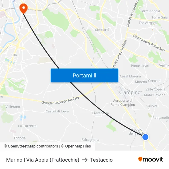 Marino | Via Appia (Frattocchie) to Testaccio map