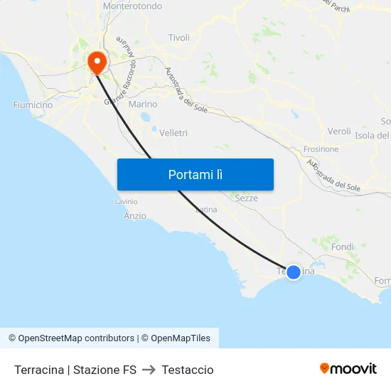 Terracina | Stazione FS to Testaccio map
