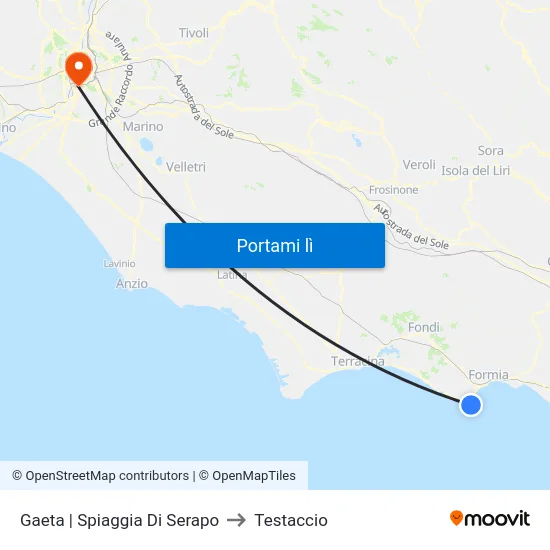 Gaeta | Spiaggia Di Serapo to Testaccio map