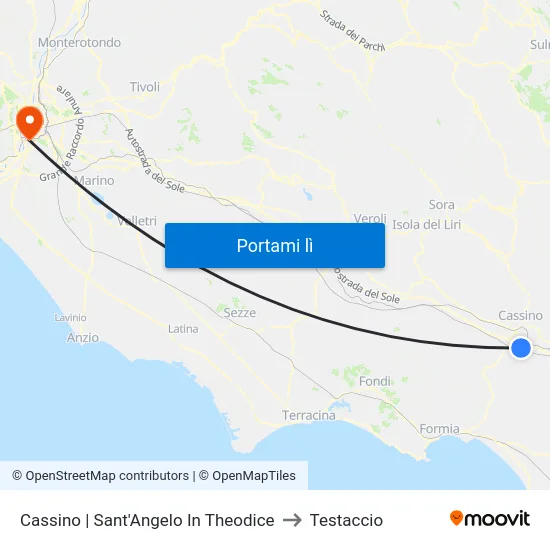 Cassino | Sant'Angelo In Theodice to Testaccio map