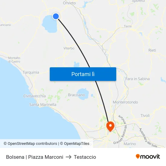 Bolsena | Piazza Marconi to Testaccio map