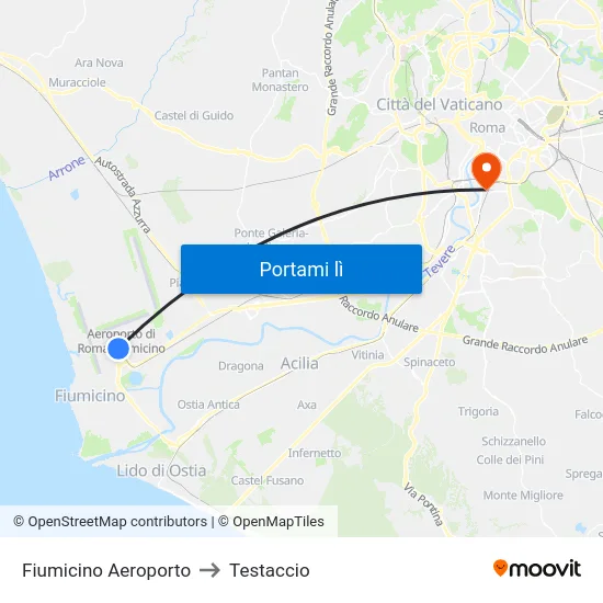 Fiumicino Aeroporto to Testaccio map