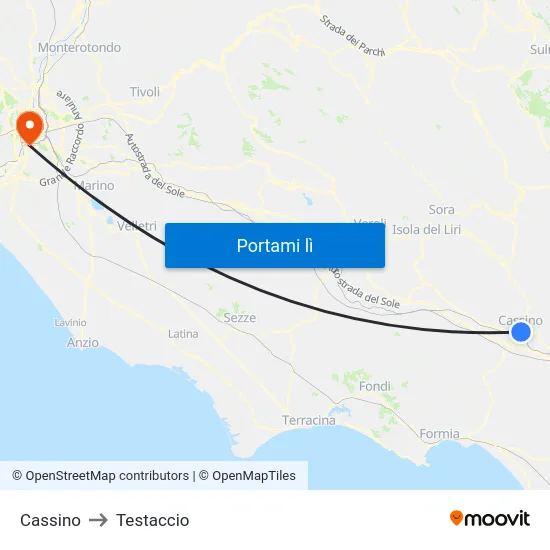Cassino to Testaccio map