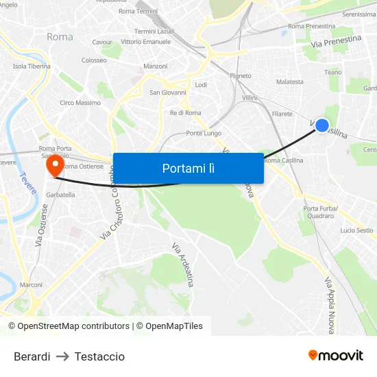 Berardi to Testaccio map