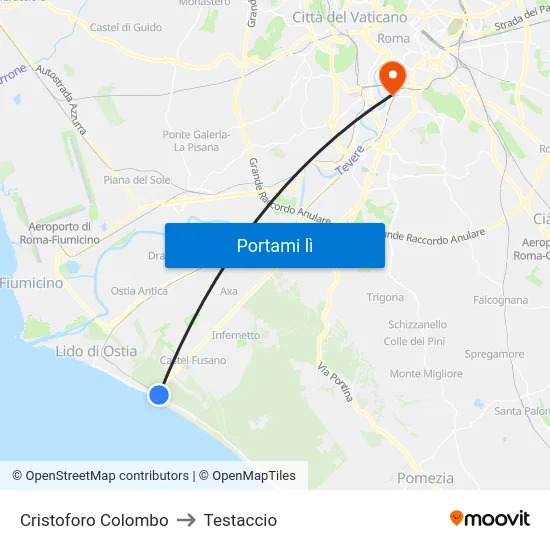 Cristoforo Colombo to Testaccio map
