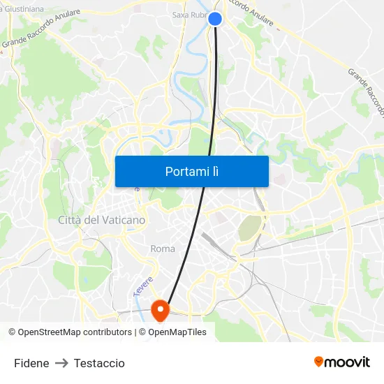 Fidene to Testaccio map