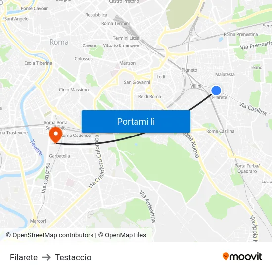 Filarete to Testaccio map