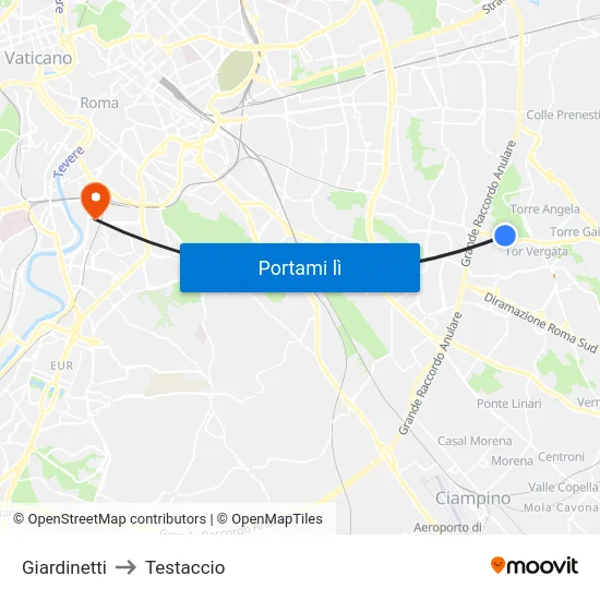 Giardinetti to Testaccio map
