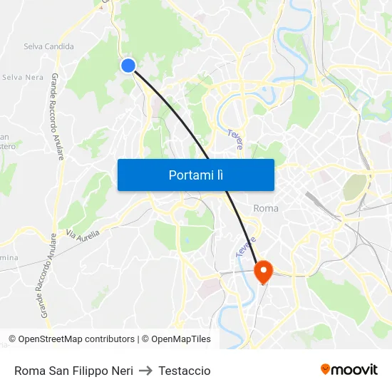 Roma San Filippo Neri to Testaccio map