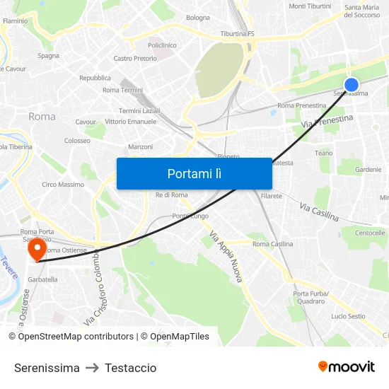 Serenissima to Testaccio map